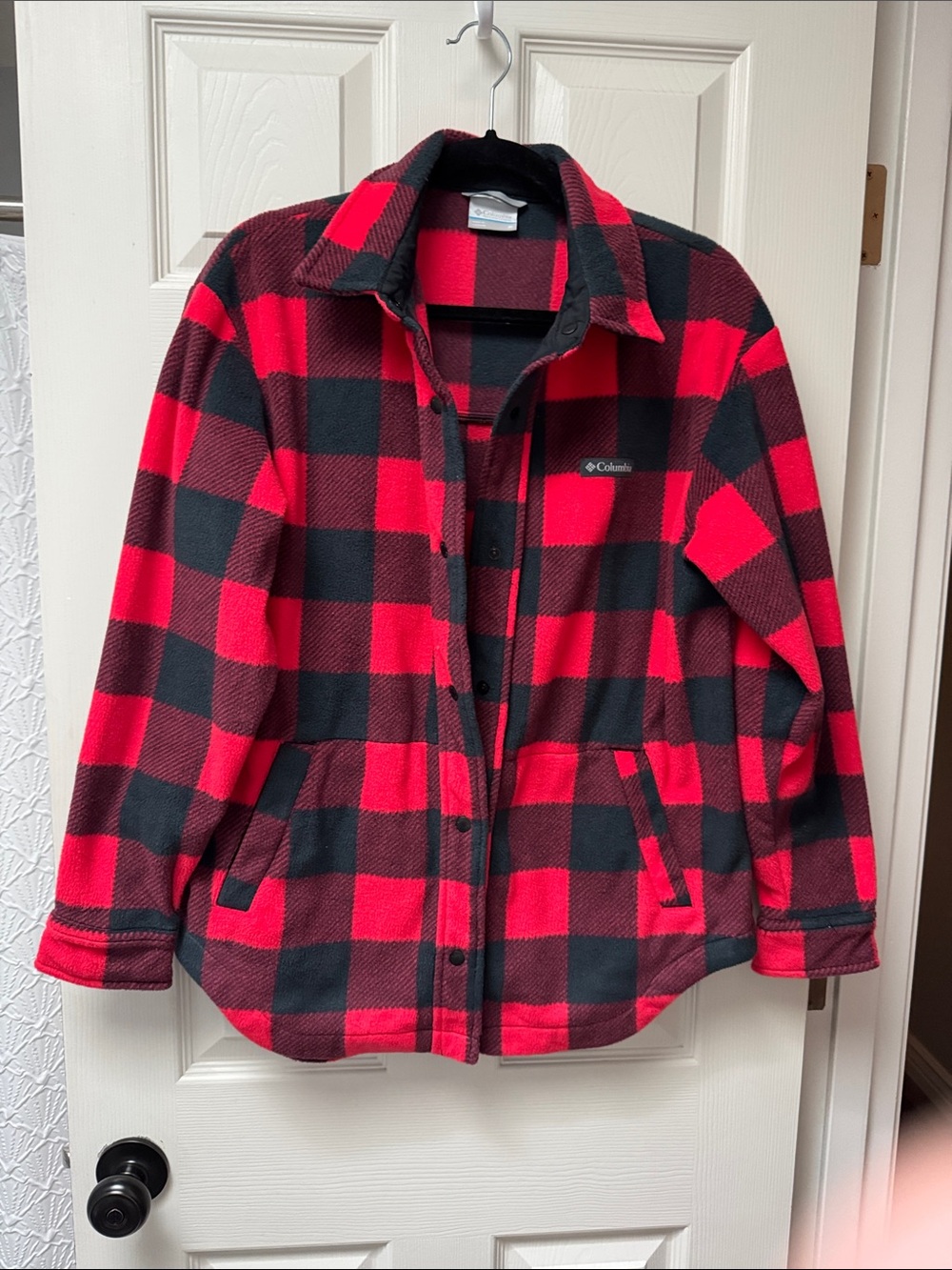 Columbia Kids Red & Black Plaid Fleece Jacket
